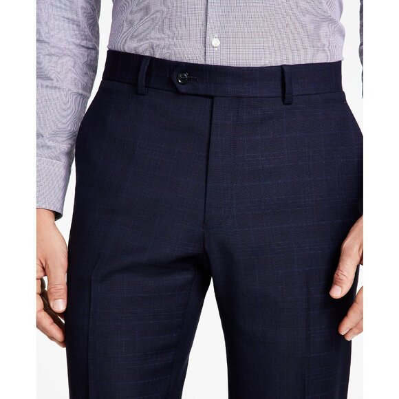 Tommy Hilfiger Men Modern-Fit Stretch Plaid Wool Blend Suit Pants Blue B4HP $190 - Picture 4 of 5